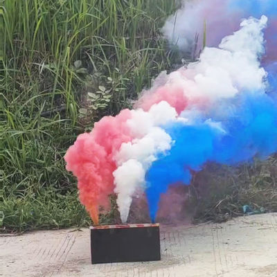Çince Renkli Duman Gündüz havai fişekleri Spor toplantısı fotoğrafçılığı için Üç Renkli Duman Flare Renkli Bomba